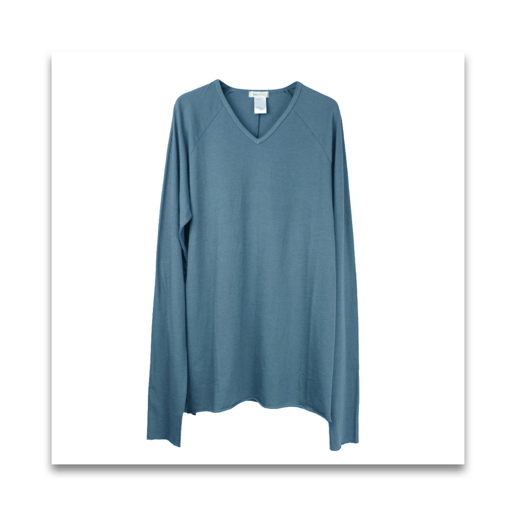 オーガニックコットン　men's Vネック長袖T-MILFOIL