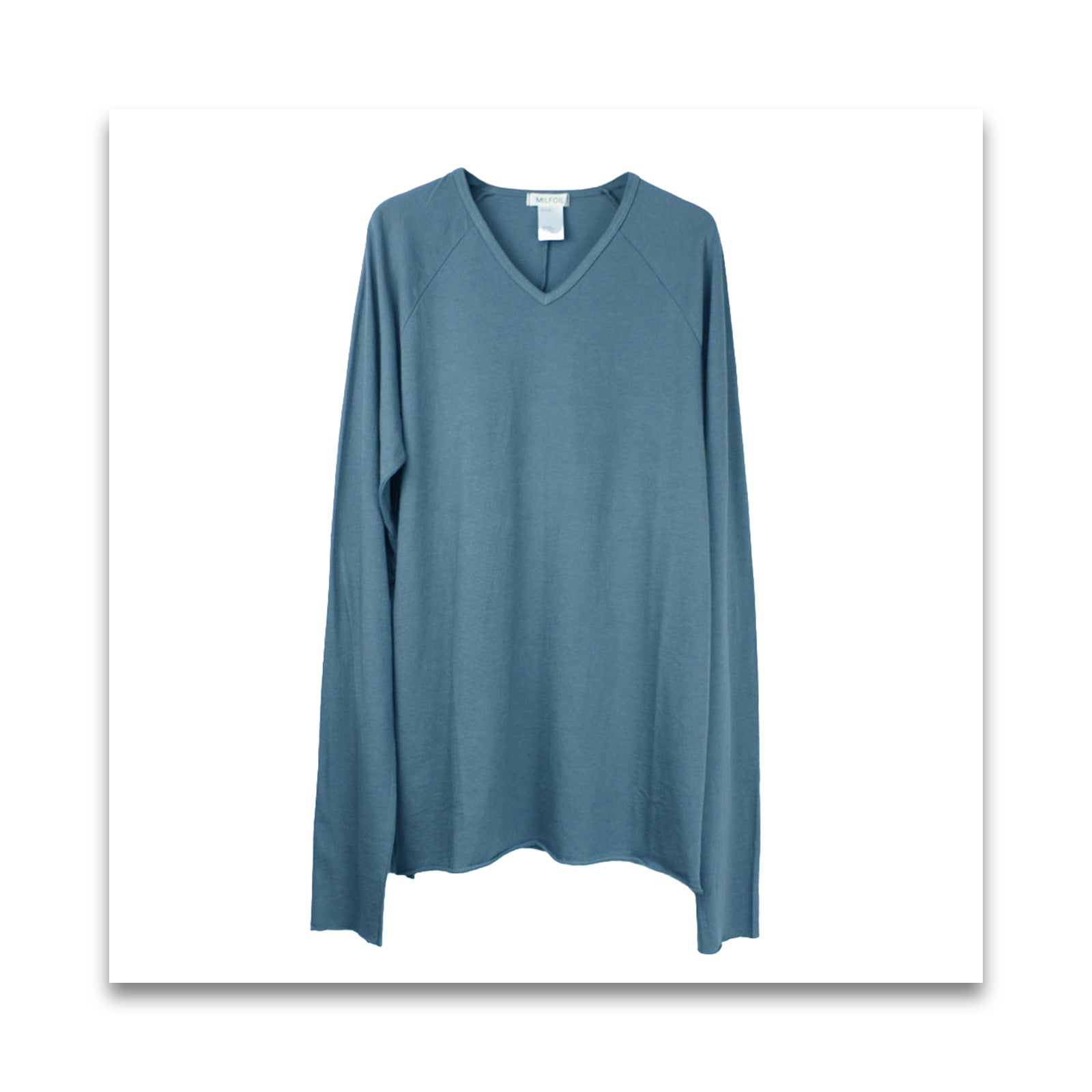 オーガニックコットン　men's Vネック長袖T-MILFOIL